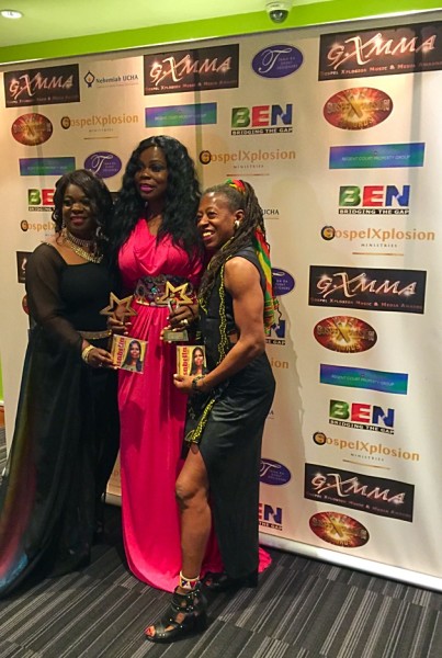 Isabella with other celebrities, Annette B (founder of GXMMA) and Judith Jacobs (Actress and On Air Personality)