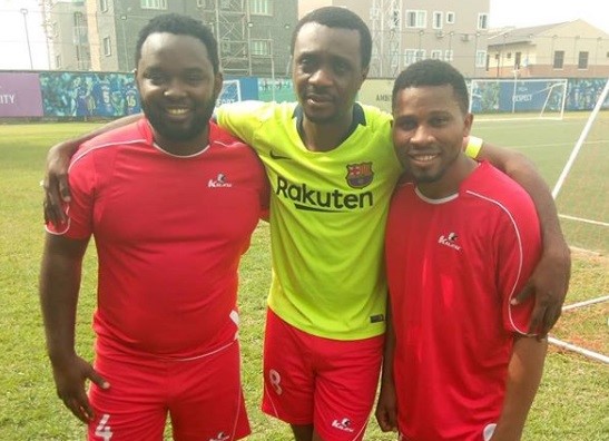 Renowned worship leader Nathaniel Bassey shared a beautiful clip of him scoring a strikers goal in a recent friendly match with his church team.