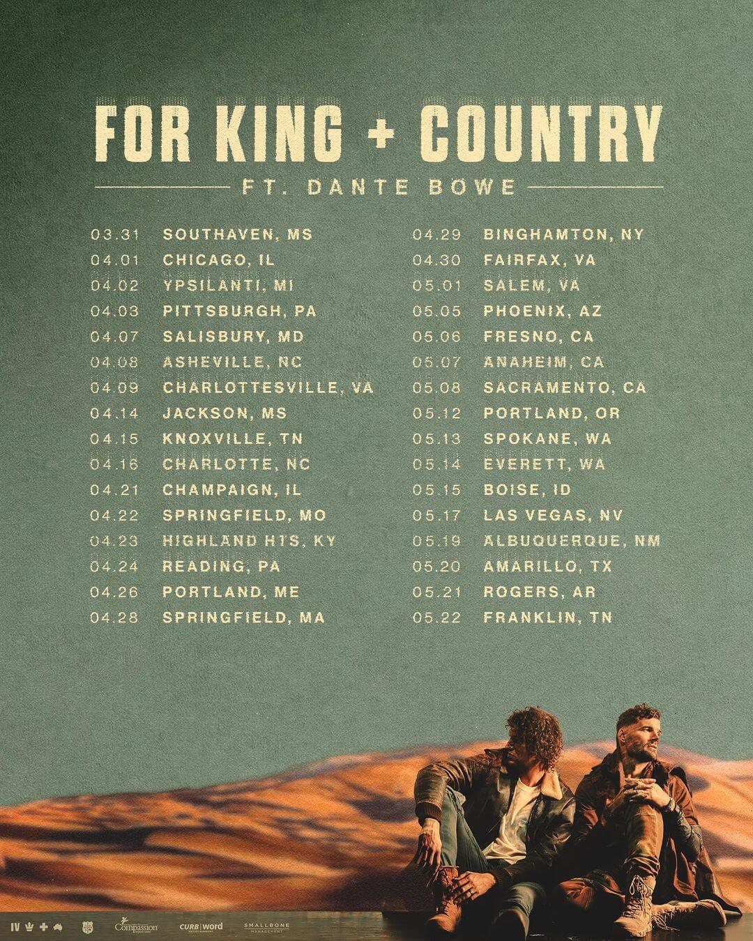 For King & Country - What Are We Waiting For - 2022 Tour Dates